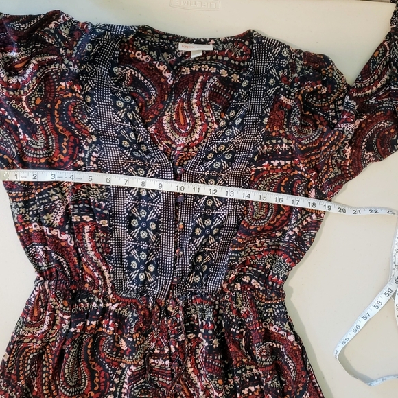 Knox Rose Maxi Dress Long Sleeve Button Front Boho Night Sky Sz Medium Burgundy - Picture 12 of 15